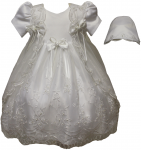 GIRLS CHRISTENING DRESS W/ BONNET HAT 0515432-WHITE